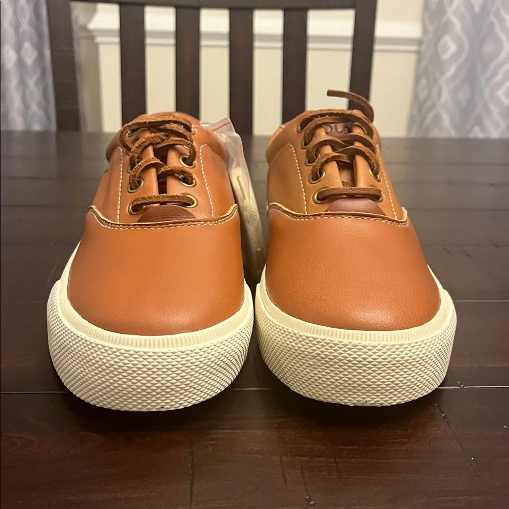 Polo Ralph Lauren Vaughn Soft Leather Boat Shoes Sneakers new tan Men’s Size 8
